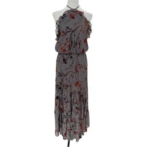 Chelsea & Violet Gray Brown Burn Out Velvet Woodsy Grunge Maxi Dress Size Small